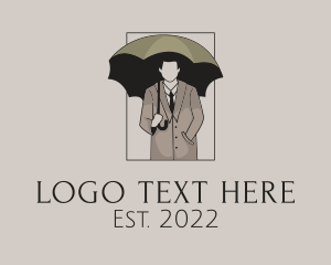 Men - Vintage Umbrella Man logo design