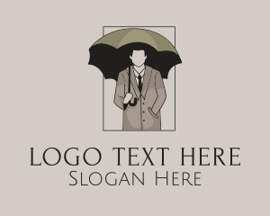 Vintage Umbrella Man Logo