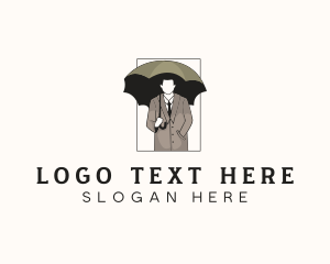 Suit - Vintage Umbrella Man logo design