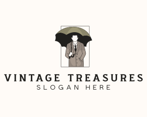 Vintage Umbrella Man logo design