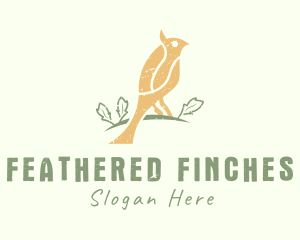 Perched Finch Bird logo design