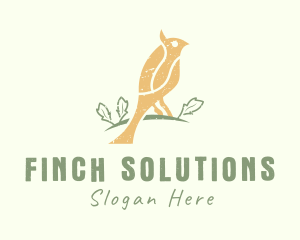 Perched Finch Bird logo design