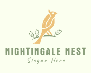 Nightingale - Perched Finch Bird logo design