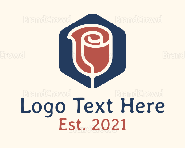 Minimalist Rose Hexagon Badge Logo