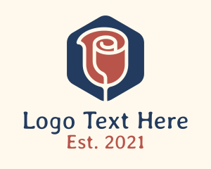 Minimalist Rose Hexagon Badge logo design