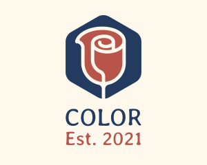 Minimalist Rose Hexagon Badge logo design
