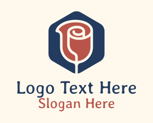 Minimalist Rose Hexagon Badge Logo