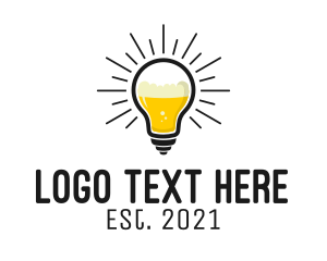 Alcoholic - Beer Light Bulb logo design