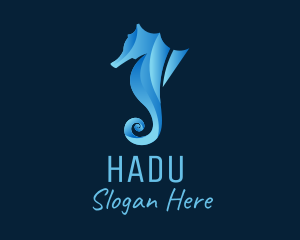 3D Blue Seahorse Logo