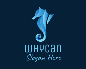 3D Blue Seahorse Logo