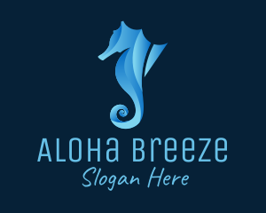 3D Blue Seahorse logo design