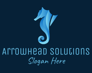 3D Blue Seahorse logo design