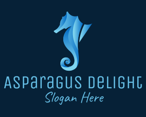 3D Blue Seahorse logo design