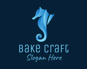 3D Blue Seahorse logo design