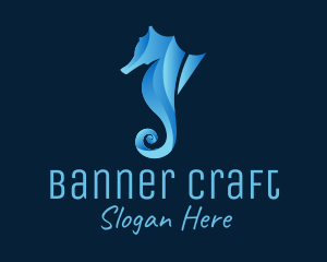 3D Blue Seahorse logo design