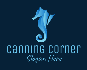 3D Blue Seahorse logo design