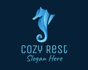 3D Blue Seahorse logo design