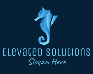 3D Blue Seahorse logo design