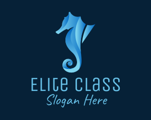 3D Blue Seahorse logo design