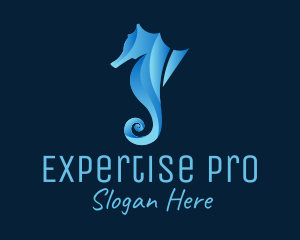 3D Blue Seahorse logo design