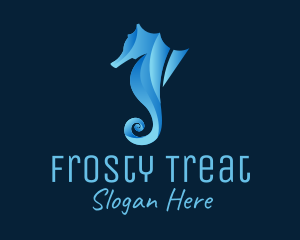 3D Blue Seahorse logo design