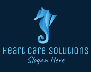 3D Blue Seahorse logo design