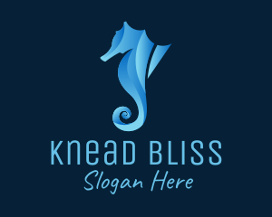 3D Blue Seahorse logo design