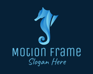 3D Blue Seahorse logo design