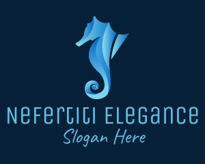 3D Blue Seahorse logo design