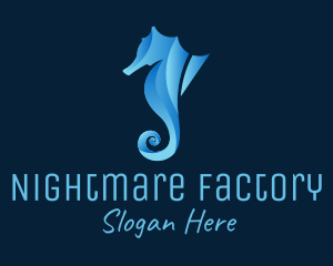 3D Blue Seahorse logo design