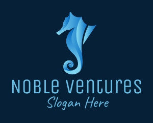 3D Blue Seahorse logo design