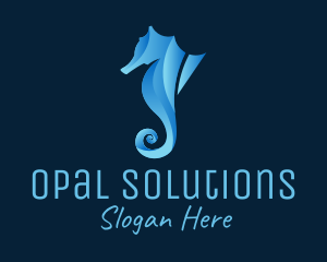 3D Blue Seahorse logo design