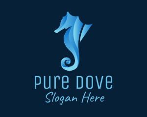 3D Blue Seahorse logo design