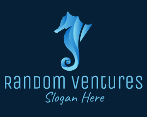 3D Blue Seahorse logo design