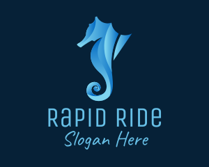 3D Blue Seahorse logo design