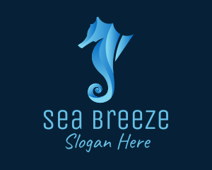 3D Blue Seahorse logo design