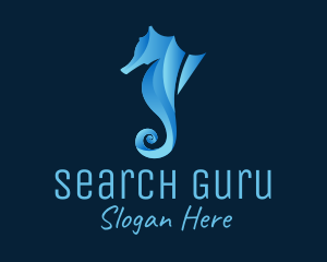 3D Blue Seahorse logo design