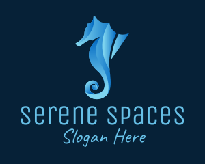 3D Blue Seahorse logo design