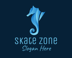 3D Blue Seahorse logo design