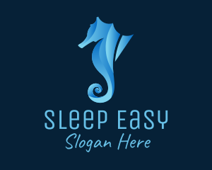 3D Blue Seahorse logo design