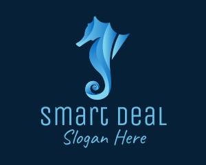 3D Blue Seahorse logo design