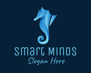 Wildlife Conservation - 3D Blue Seahorse logo design