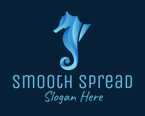 3D Blue Seahorse logo design