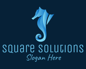 3D Blue Seahorse logo design