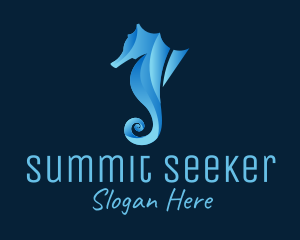 3D Blue Seahorse logo design