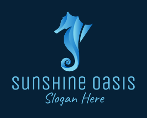 3D Blue Seahorse logo design