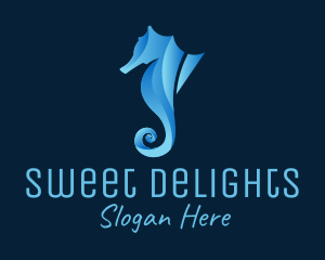 3D Blue Seahorse logo design