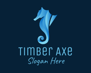 3D Blue Seahorse logo design