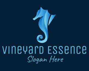 3D Blue Seahorse logo design