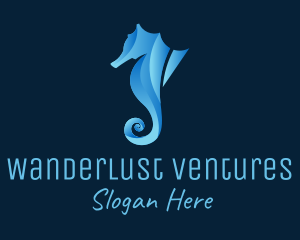 3D Blue Seahorse logo design